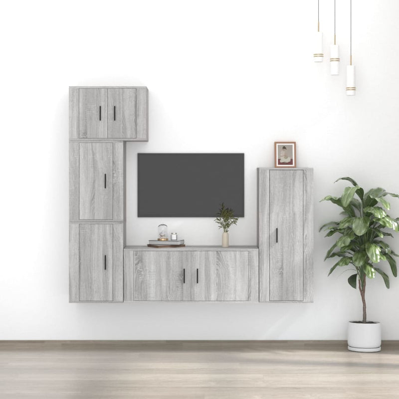 5 Piece TV Cabinet Set Grey Sonoma Engineered Wood Payday Deals