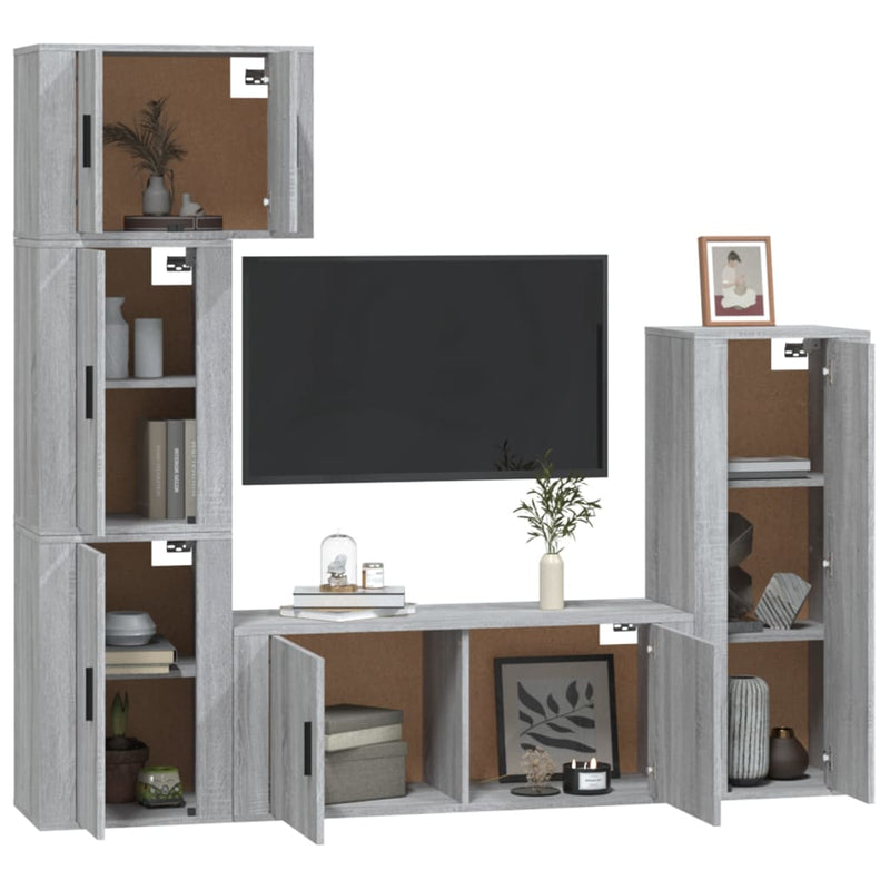 5 Piece TV Cabinet Set Grey Sonoma Engineered Wood Payday Deals