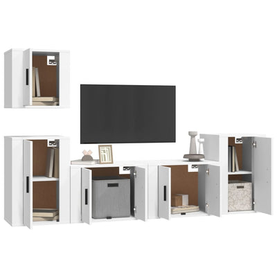 5 Piece TV Cabinet Set White Engineered Wood Payday Deals