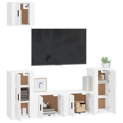 5 Piece TV Cabinet Set White Engineered Wood Payday Deals