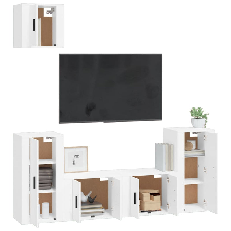 5 Piece TV Cabinet Set White Engineered Wood Payday Deals