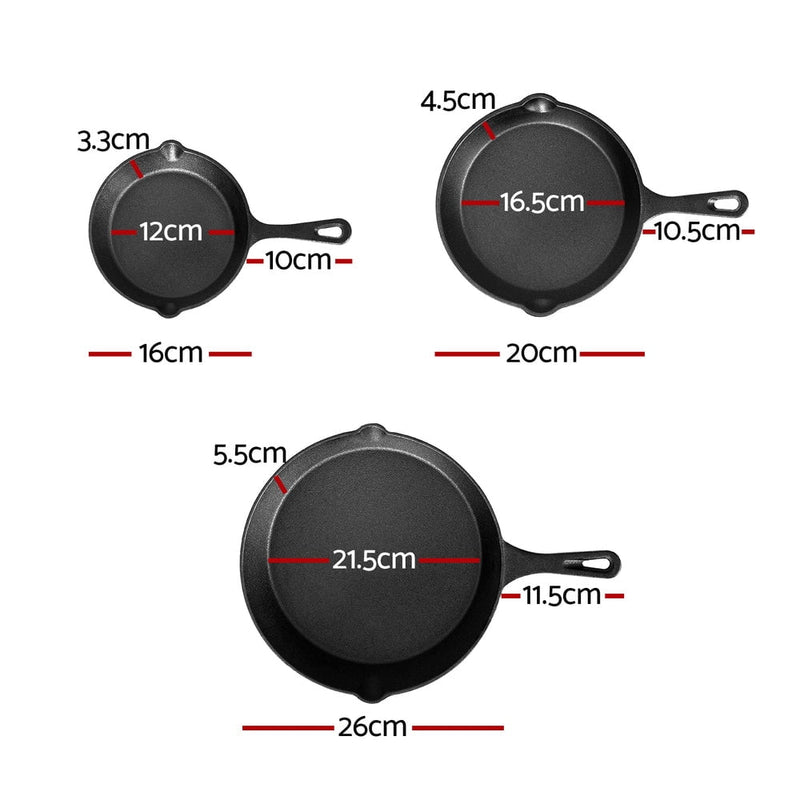 5-star chef Non Stick Frying Pan Cast Iron 3PCS Payday Deals