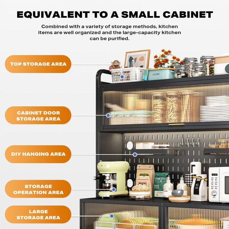 5 Tier Bar Storage Cabinet Cupboard Kitchen Storage Cabinet Metal Frame Payday Deals