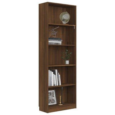 5-Tier Book Cabinet Brown Oak 60x24x175 cm Engineered Wood Payday Deals