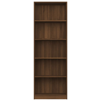 5-Tier Book Cabinet Brown Oak 60x24x175 cm Engineered Wood Payday Deals