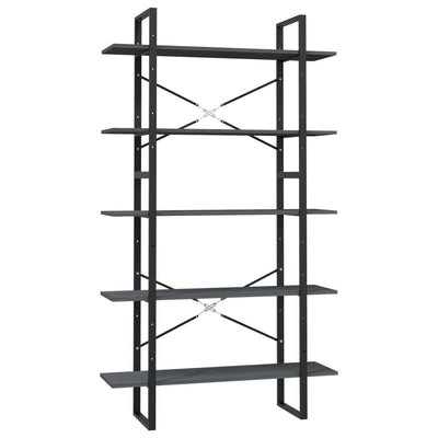 5-Tier Book Cabinet Grey 100x30x175 cm Pinewood Payday Deals