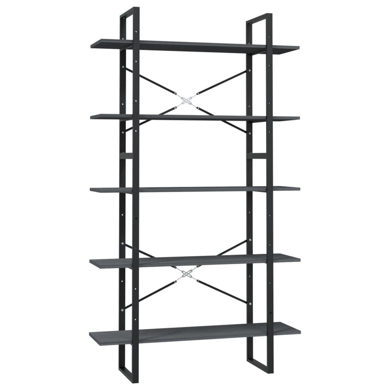 5-Tier Book Cabinet Grey 100x30x175 cm Pinewood Payday Deals