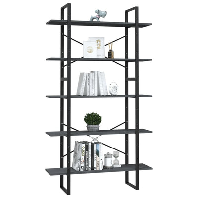 5-Tier Book Cabinet Grey 100x30x175 cm Pinewood Payday Deals