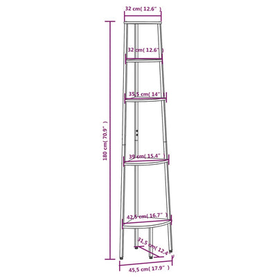 5-Tier Corner Shelf Dark Brown and Black 45.5x31.5x180 cm Payday Deals