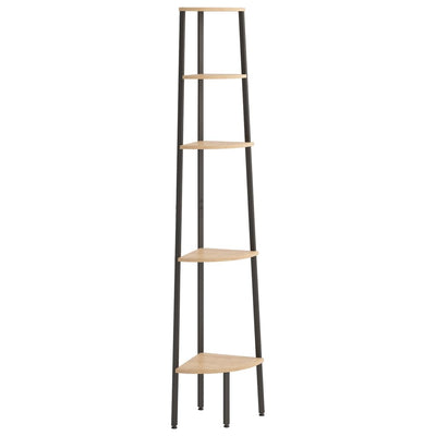 5-Tier Corner Shelf Light Brown and Black 45.5x31.5x180 cm Payday Deals