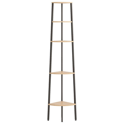 5-Tier Corner Shelf Light Brown and Black 45.5x31.5x180 cm Payday Deals
