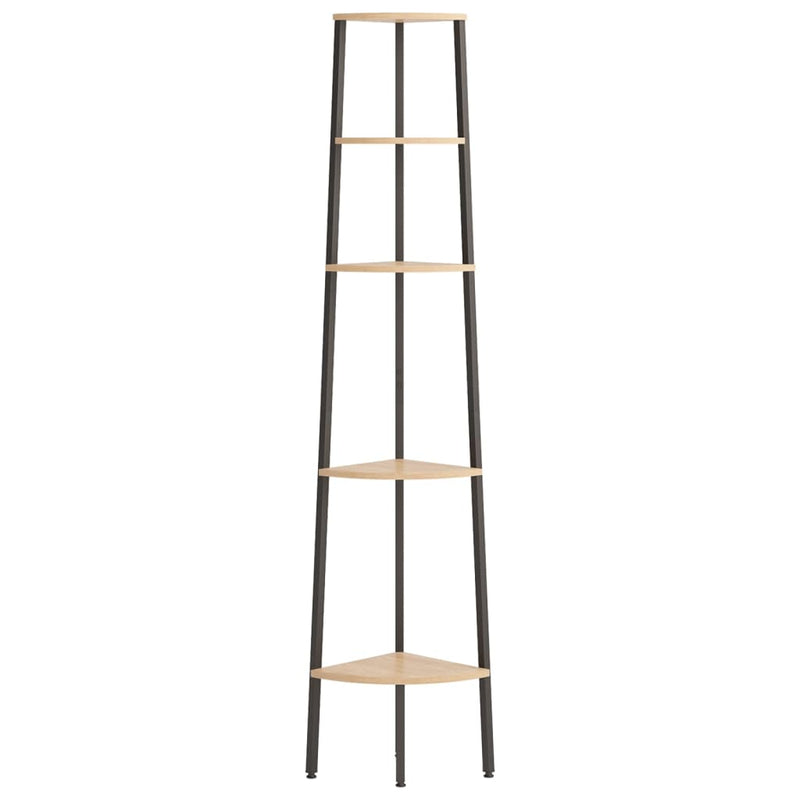 5-Tier Corner Shelf Light Brown and Black 45.5x31.5x180 cm Payday Deals