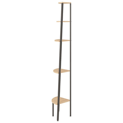 5-Tier Corner Shelf Light Brown and Black 45.5x31.5x180 cm Payday Deals