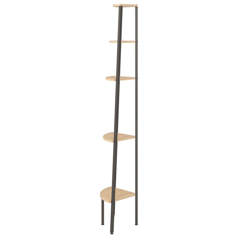 5-Tier Corner Shelf Light Brown and Black 45.5x31.5x180 cm Payday Deals