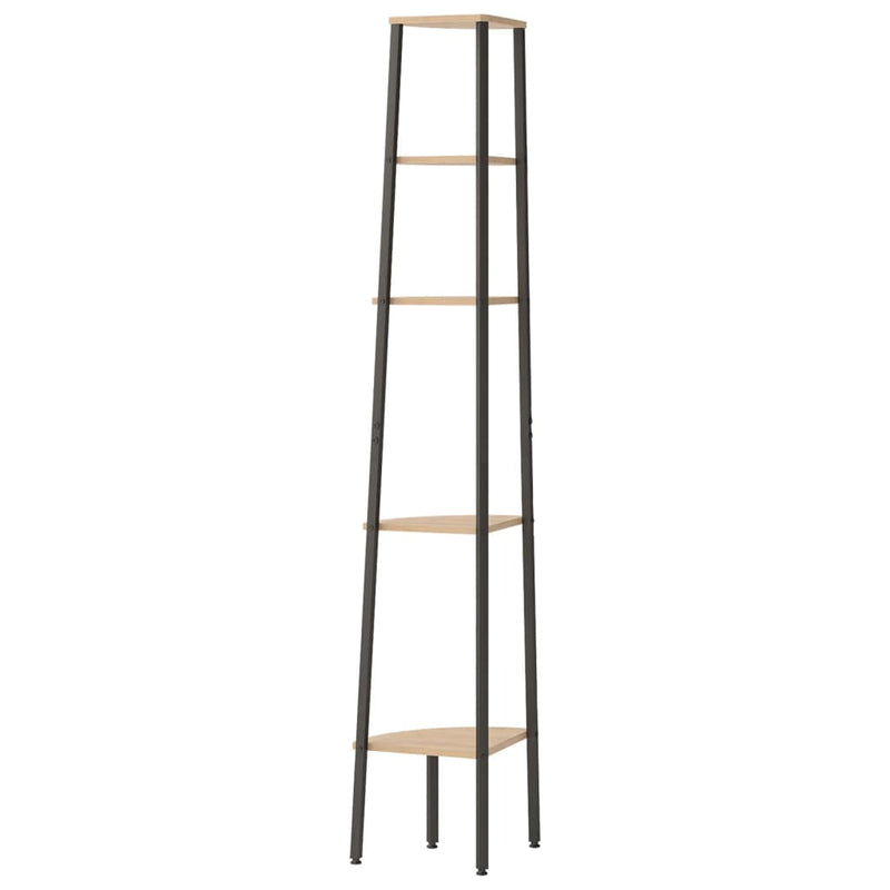 5-Tier Corner Shelf Light Brown and Black 45.5x31.5x180 cm Payday Deals