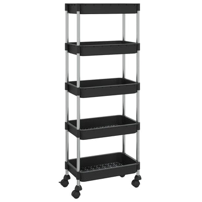 5-Tier Kitchen Trolley Black 42x29x128 cm Iron and ABS Payday Deals