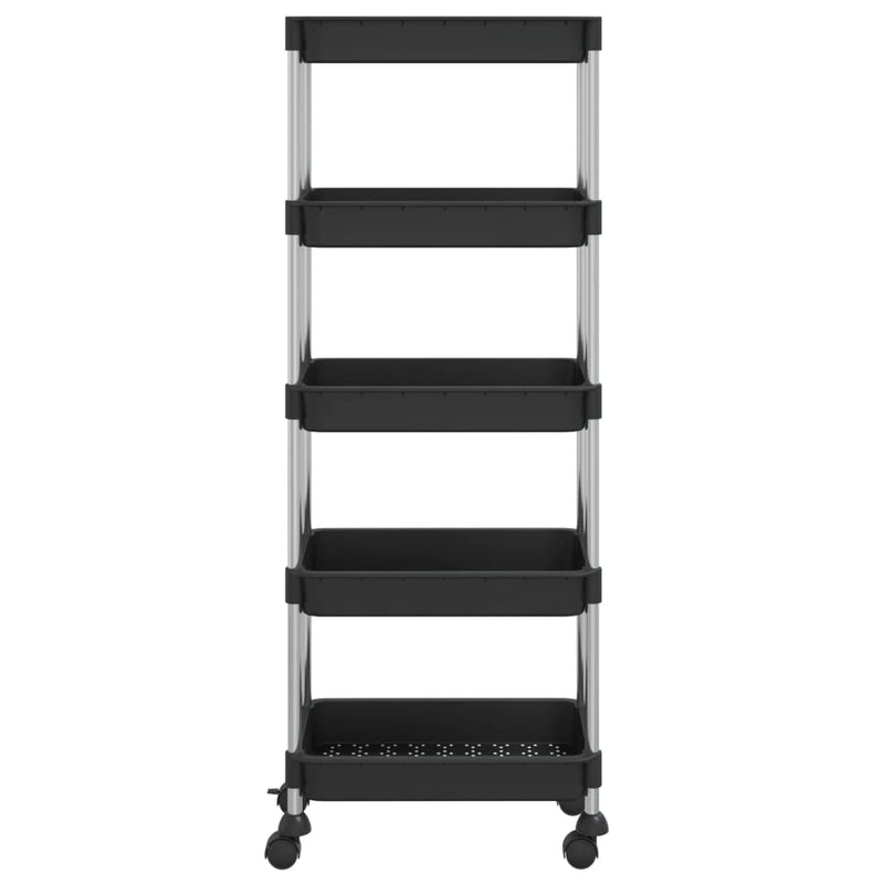 5-Tier Kitchen Trolley Black 42x29x128 cm Iron and ABS Payday Deals
