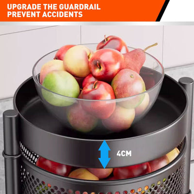 5 Tiers Kitchen Trolley Cart Wheels Round Vegetable Storage Holder Fruit Holder Payday Deals