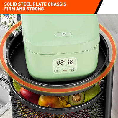 5 Tiers Kitchen Trolley Cart Wheels Round Vegetable Storage Holder Fruit Holder Payday Deals