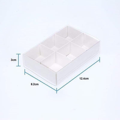 50 Pack of White Card Chocolate Sweet Soap Product Reatail Gift Box - 6 Bay Compartments - Clear Slide On Lid - 12x8x3cm Payday Deals