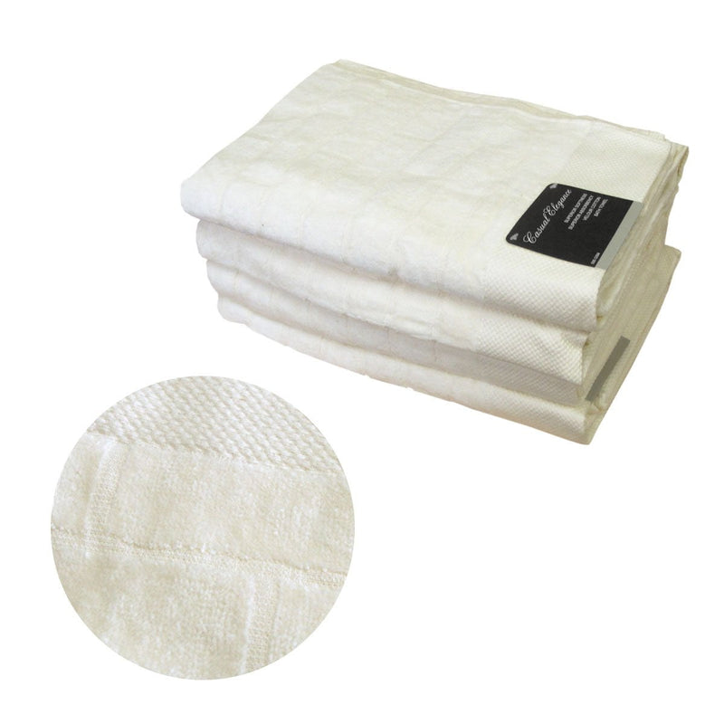 500GSM Set of 4 100% Cotton Velour Bath Towels Ivory 70 x 140 cm Payday Deals