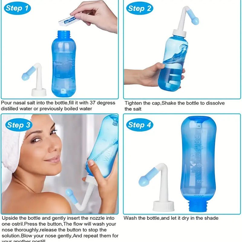 500ML Neti Pot Sinus Rinse Bottle Nose Wash Cleaner Nasal Irrigation Kit Payday Deals