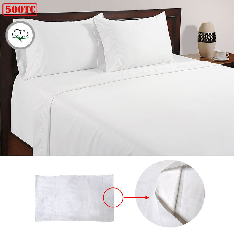 500TC 100% Cotton Sheet Set White Queen Payday Deals