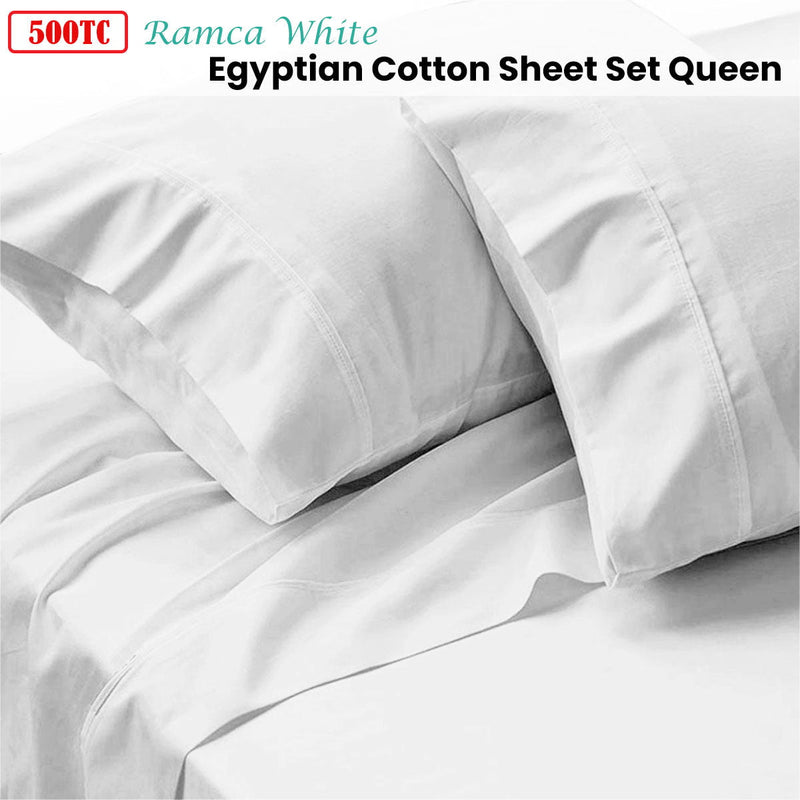 500TC Ramca White Egyptian Cotton Sheet Set Queen Payday Deals