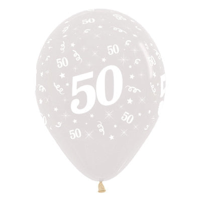 50th Birthday Clear Latex Balloons 25 pack