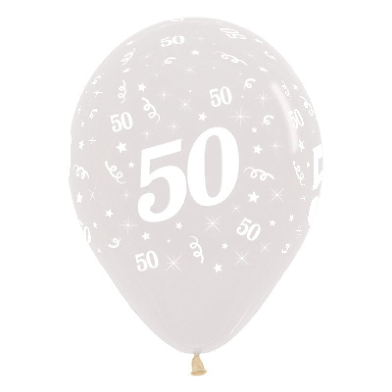 50th Birthday Clear Latex Balloons 25 pack Payday Deals