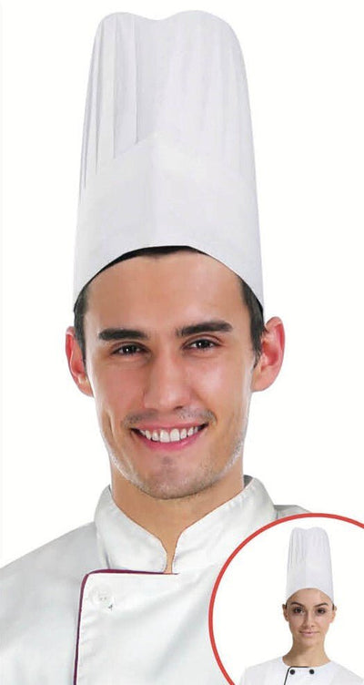 50x CHEFS HAT Chef Master Kitchen Cooking Baker Cap Costume Fancy BBQ Party - White Payday Deals