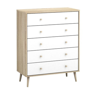 Bedroom Bundle Adriana 5 Drawers Chest of Drawers Dresser with 2 Bedside Tables