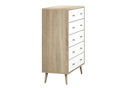 Bedroom Bundle Adriana 5 Drawers Chest of Drawers Dresser with 2 Bedside Tables