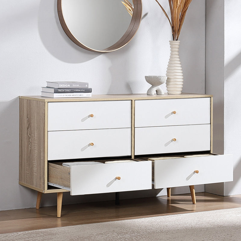 Adriana 6 Chest of Drawers Dresser Lowboy Storage Cabinet | Scandinavian Style for Modern Living