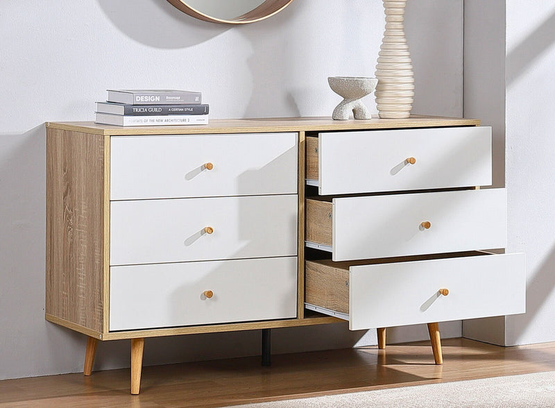 Adriana 6 Chest of Drawers Dresser Lowboy Storage Cabinet | Scandinavian Style for Modern Living