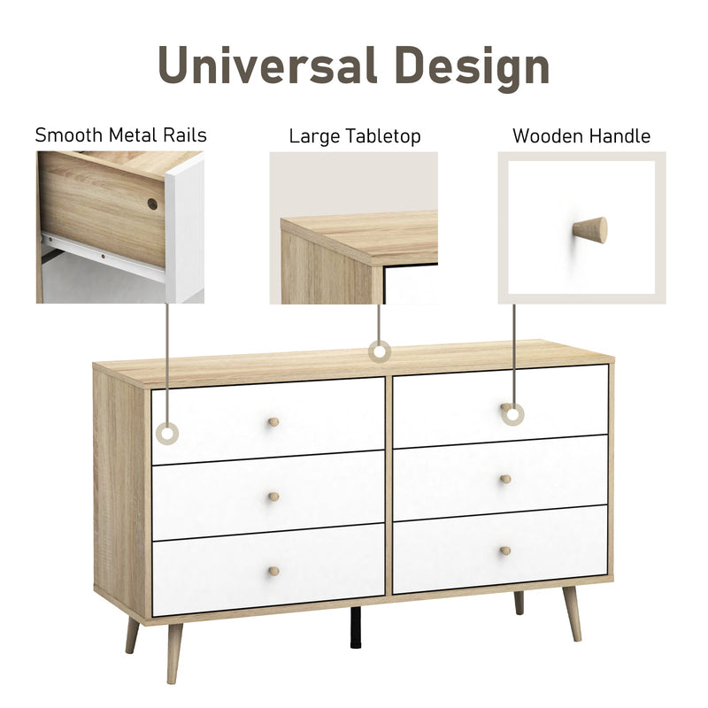 Adriana 6 Chest of Drawers Dresser Lowboy Storage Cabinet | Scandinavian Style for Modern Living