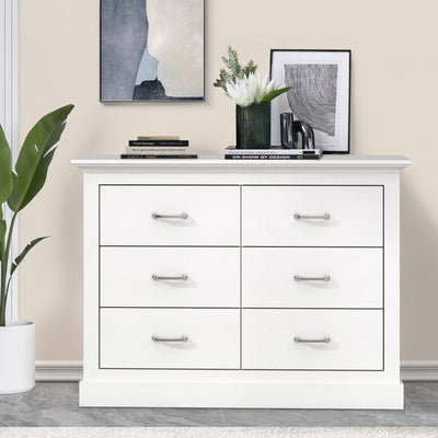 Ashford Matt White 6 Drawers Chest of Drawers Dresser | Elegant Dresser for Stylish Bedroom Storage