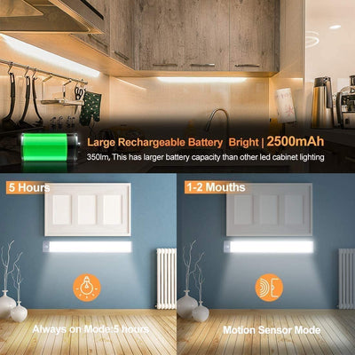 54 LED Rechargeable Under Cabinet Night Lighting for Kitchen and Bedroom (Sliver and White Light) Payday Deals