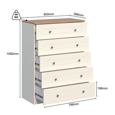 Modern Harriet 5 Chest of Drawers Dresser | Sleek & Stylish Bedroom Storage