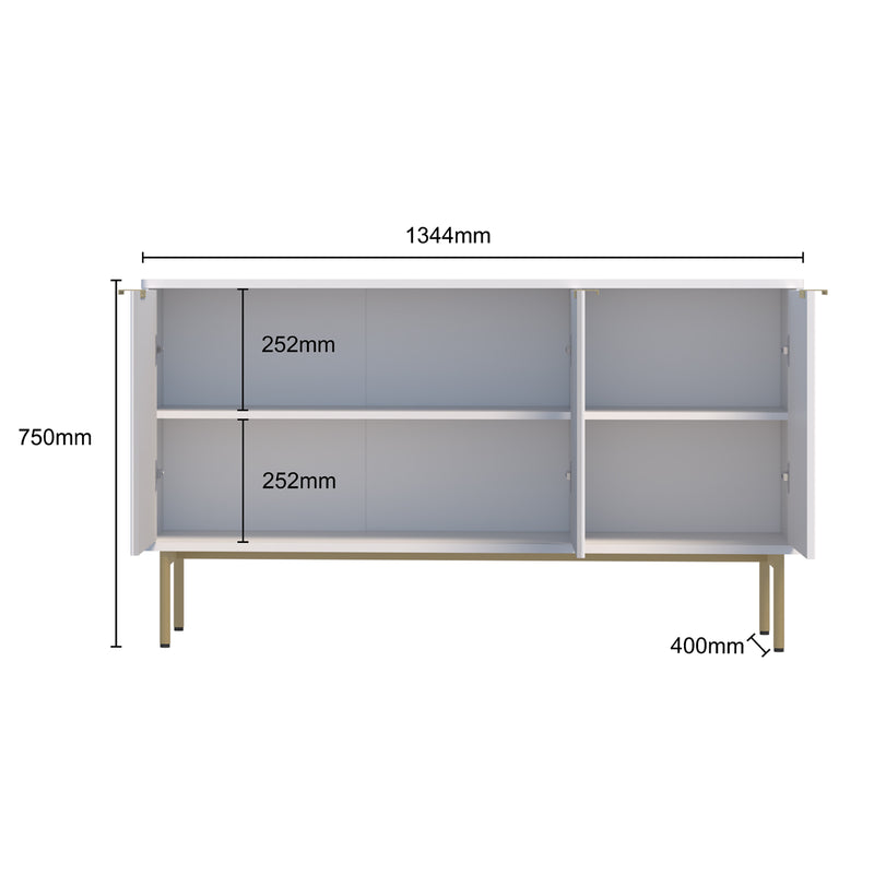 Cora Luxury Buffet Sideboard with 3 Doors  Elegant Storage with Stylish Gold Legs