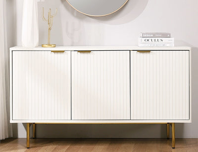 Cora Luxury Buffet Sideboard with 3 Doors  Elegant Storage with Stylish Gold Legs