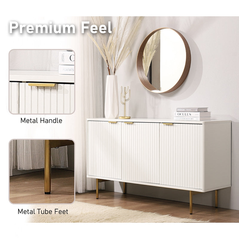 Cora Luxury Buffet Sideboard with 3 Doors  Elegant Storage with Stylish Gold Legs