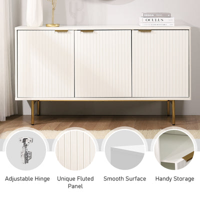 Cora Luxury Buffet Sideboard with 3 Doors  Elegant Storage with Stylish Gold Legs