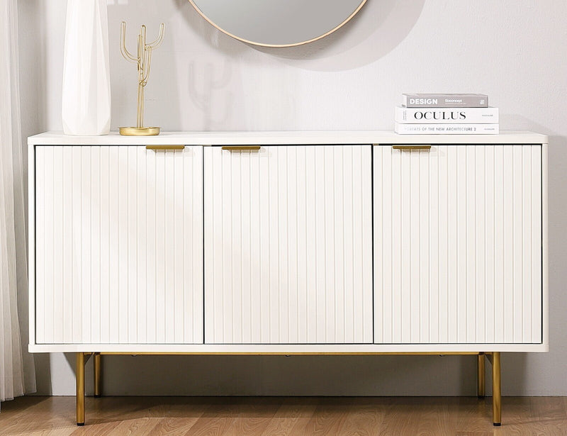 Cora Luxury Buffet Sideboard with 3 Doors  Elegant Storage with Stylish Gold Legs