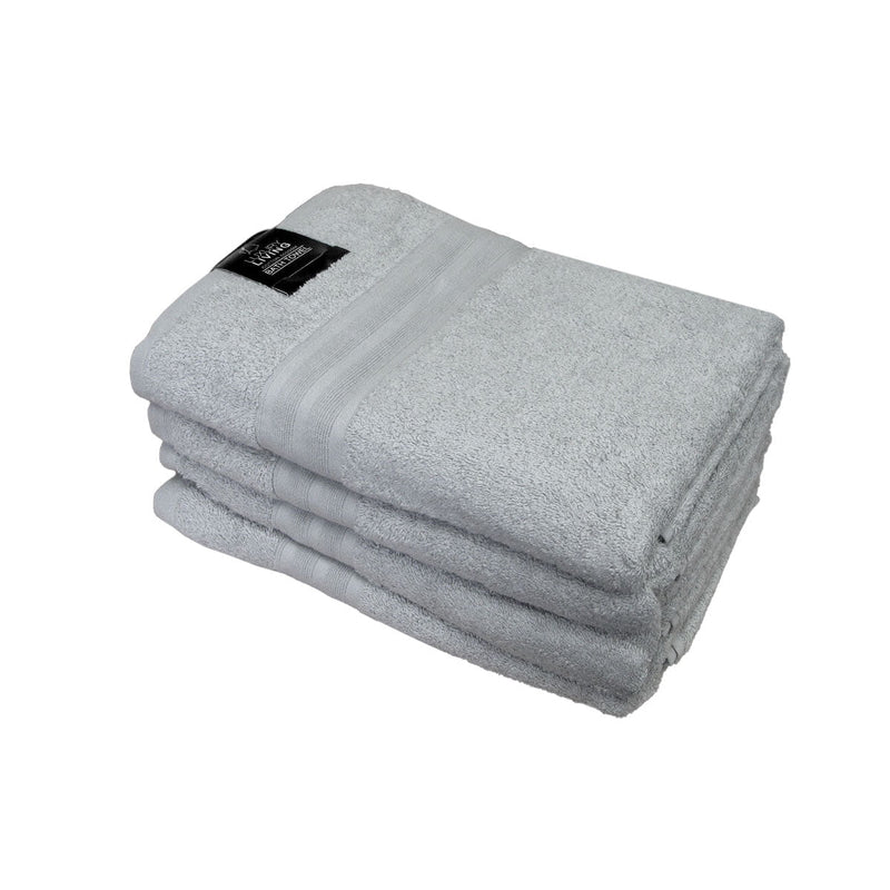 550GSM Set of 4 100% Cotton Terry Bath Towels 70 x 140 cm Silver Payday Deals