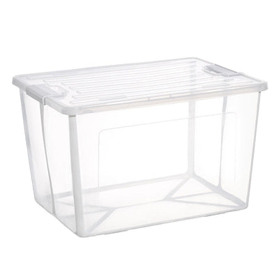 57 Litre Collapsible Modular Clear Foldable Storage Box with Lid Plastic Tub Payday Deals