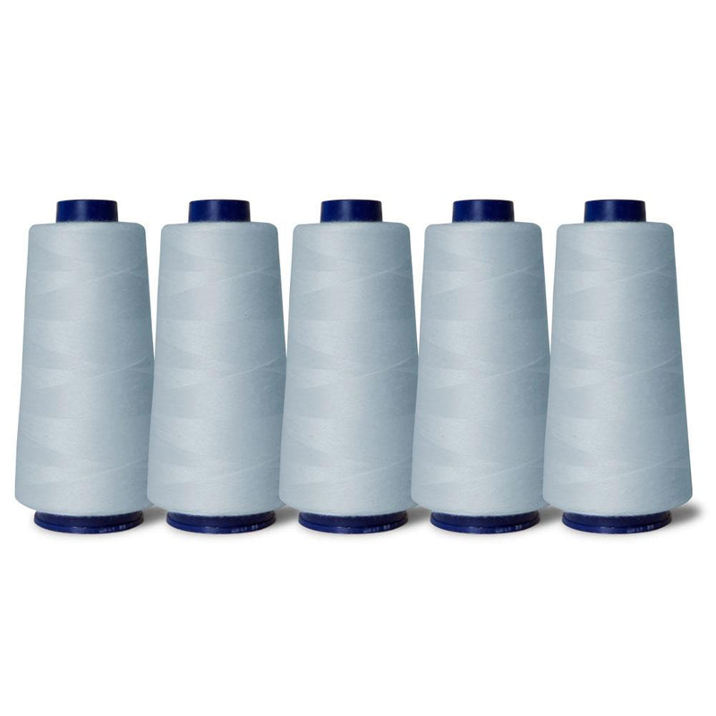 5x Sky Blue Sewing Overlocker Thread - 2000m Hemline Polyester Overlocking Spool Payday Deals