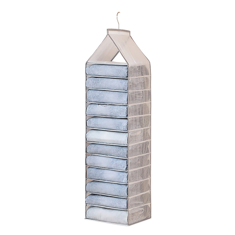 6-12 Large Grids Wardrobe Clothes Organizer Hanging Wardrobe Pants Storage Bag Payday Deals