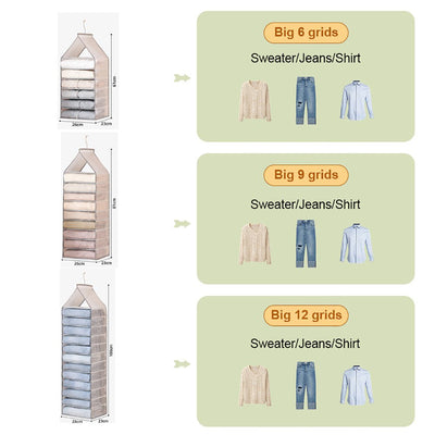 6-12 Large Grids Wardrobe Clothes Organizer Hanging Wardrobe Pants Storage Bag Payday Deals