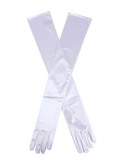 Dents Womens Long Opera Satin Gloves in White